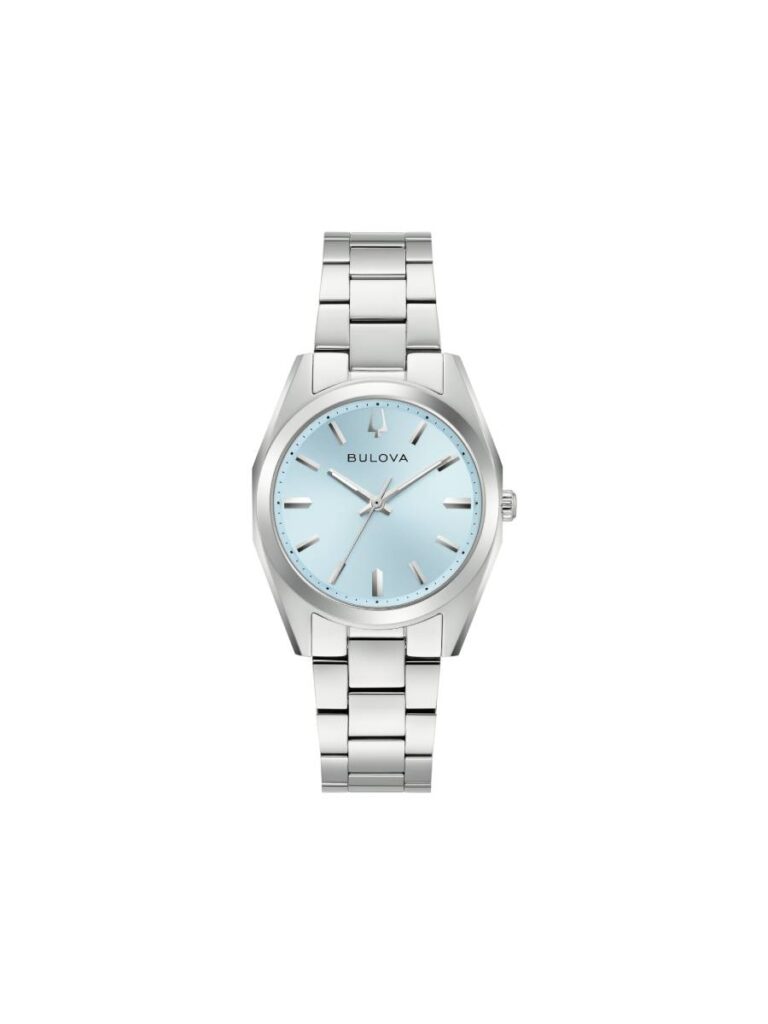 orologio in acciaio abbinamento bordeaux e celeste