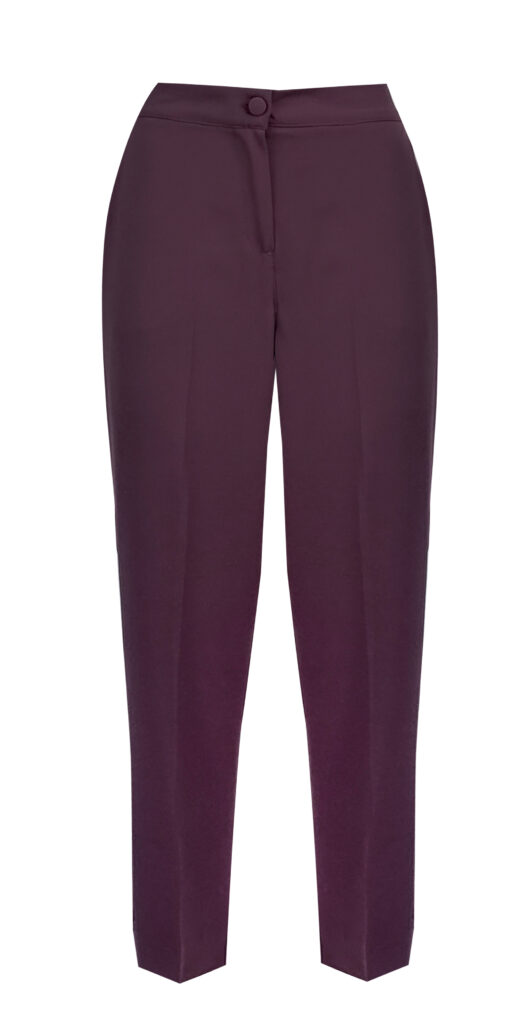 pantaloni a sigaretta abbinamento bordeaux e celeste