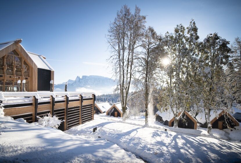 Chalet diffusi, immersi nel bosco, dell'ADLER Lodge RITTEN.