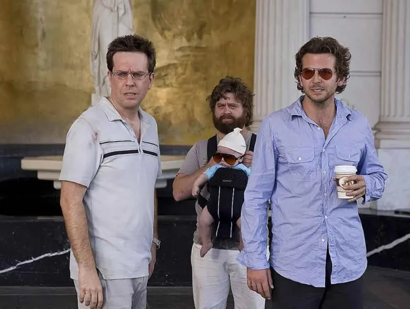 Bradley Cooper, Ed Helms e Zach Galifianakis nel film Una notte da leoni
