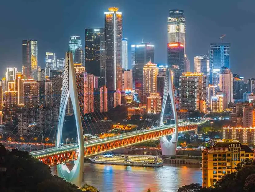 Panorama notturno sulla citt&agrave; di Chongqing