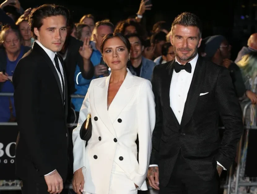 Brooklyn Beckham, Victoria Beckham e David Beckham ai GQ Men of the Year Awards 2019 a Londra, Inghilterra.