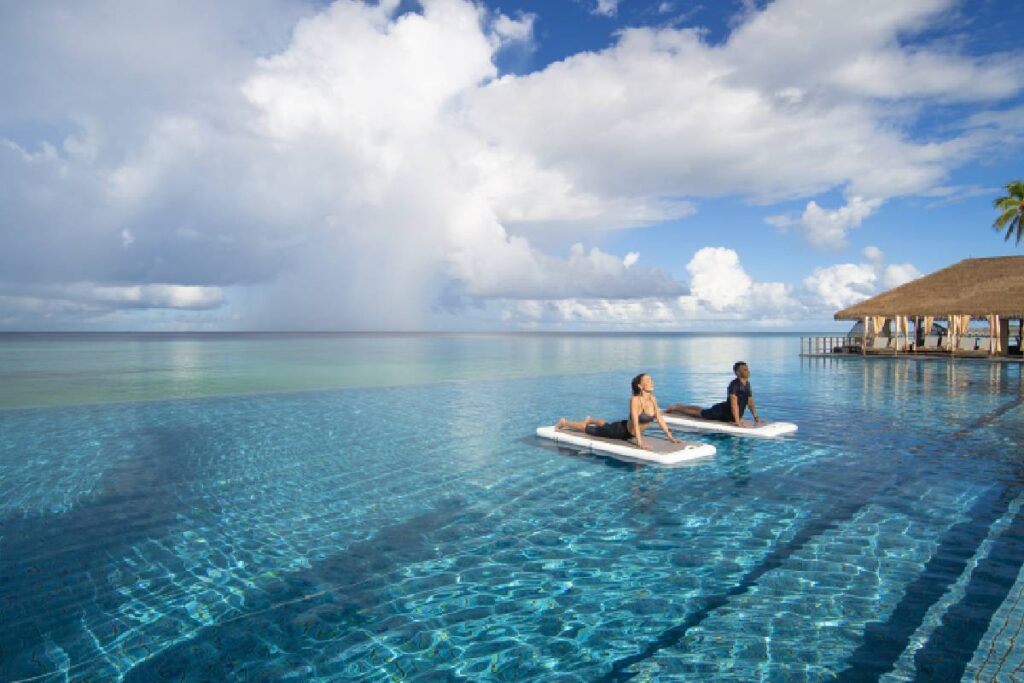Floating yoga infinity pool