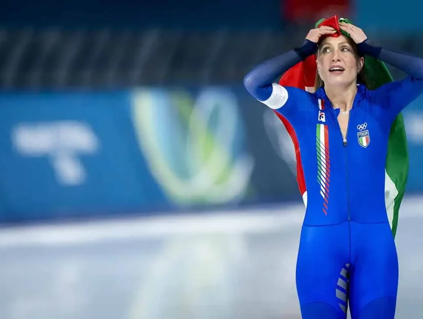 Francesca Lollobrigida incredula al termine della prova sui 5.000 metri