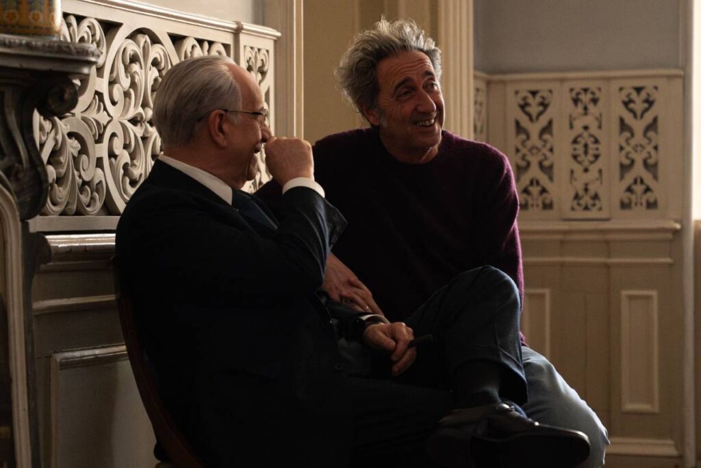 Paolo Sorrentino con Toni Servillo sul set di La grazia