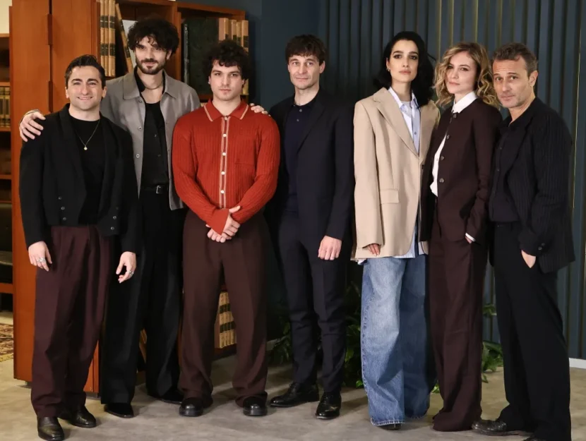 Roma, sede Rai Severo, photocall serie tv "L'invisibile - Matteo Messina Denaro". Nella foto: Roberto Scorza, Giacomo Stallone, Leo Gassmann, Lino Guanciale, Levante, Noemi Brando, Bernardo Casertano