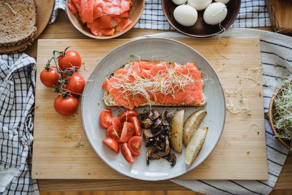 piatto con salmone e verdure