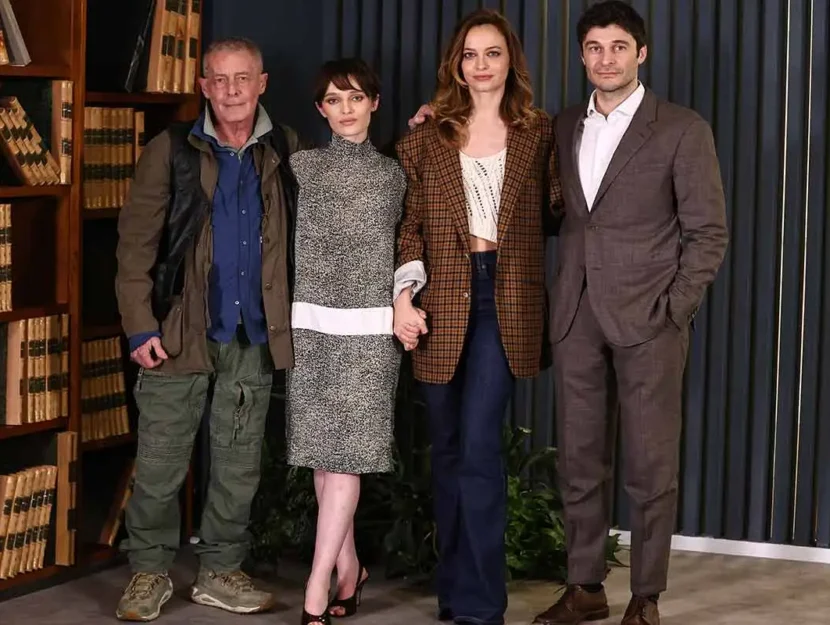 Roma, sede Rai via Severo, photocall serie Rai "Le libere donne". Nella foto: Michele Soavi, Grace Kicaj, Gaia Messerklinger, Lino Guanciale