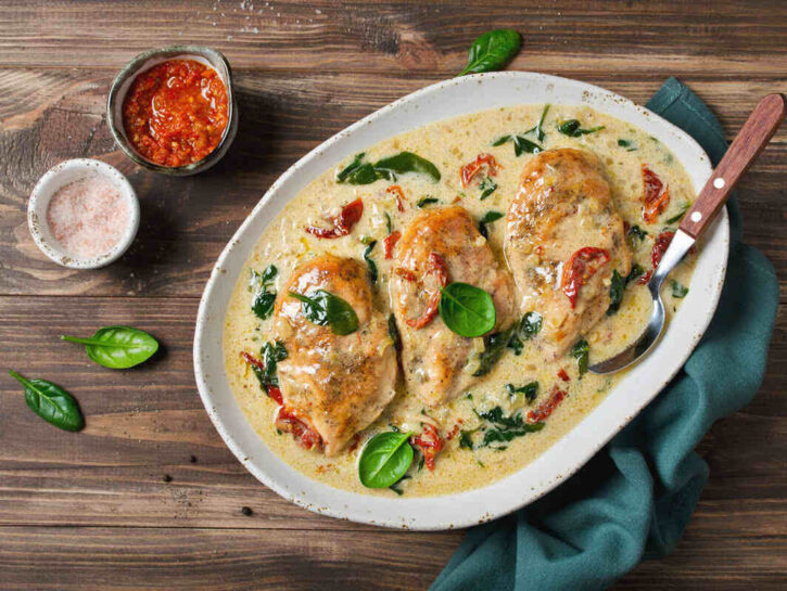 Pollo cremoso con spinaci e pomodorini: il comfort food che conquista