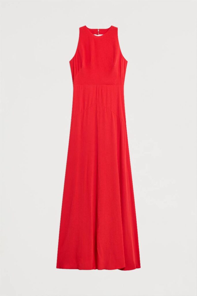 abito rosso fuoco in crepe