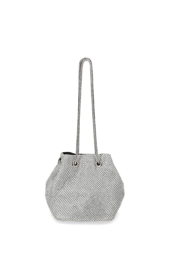borsetta morbida con strass argento