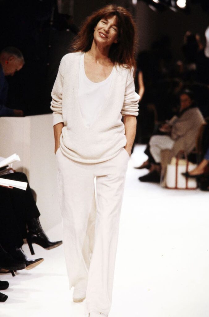 Jane Birkin in total white