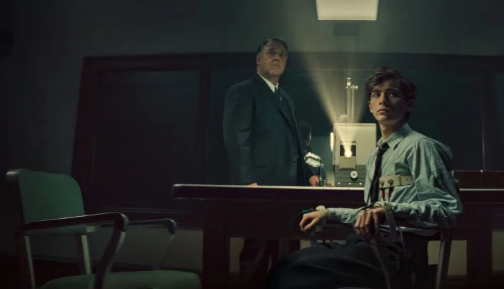 una scena del film Unabomber, con Jacob Tremblay e Russell Crowe