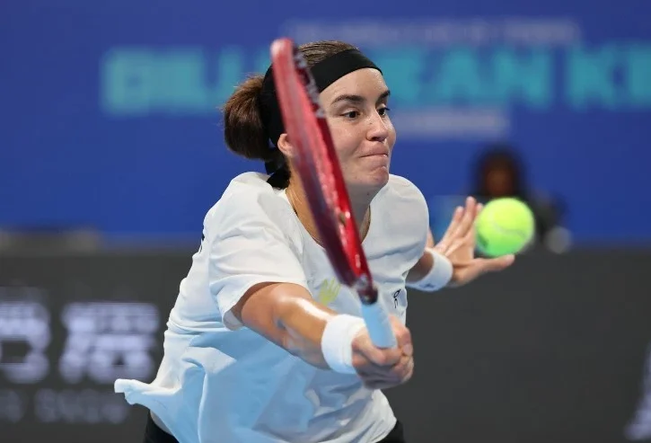 Anhelina Kalinina durante un incontro di tennis