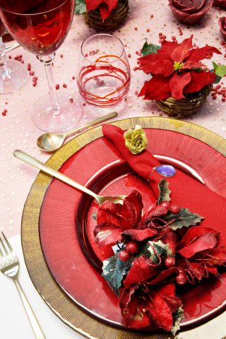 <p><b>VOGLIA DI FESTA</b></p><p> </p><p>Immancabile, il <b>rosso</b> infonde passione e l'<b>allegria</b> tipica delle feste. Crea un <b>gioco cromatico</b> scegliendo piatti rossi e sottopiatti dorati, o viceversa: al centro di ognuno potrai posizionare un <b>rametto sempreverde</b> per dare un tocco di colore. I segnaposto? Tanti biglietti dorati vicino ai piatti con dediche e <b>frasi personalizzate</b> per gli invitati.</p>