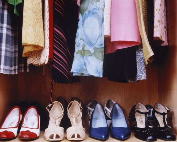 Shoes and Dresses in Closet --- Image by © Stacy Morrison/Corbis