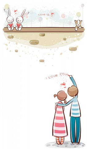 Couple writing I love you on a wall --- Image by © Fotosearch Illustration/Corbis