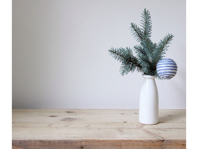 <p> <b>ALBERO DI NATALE MIGNON</b><br />Essenzialità e amore per la tradizione: basta poco per creare l'<b>atmosfera natalizia</b>. Un vaso e un ramo di pino per una decorazione ironica con garbo. La sera della Vigilia aggiungi fra i rametti un biglietto con i buoni propositi e i sogni che desideri realizzare nella prossima annata.</p>