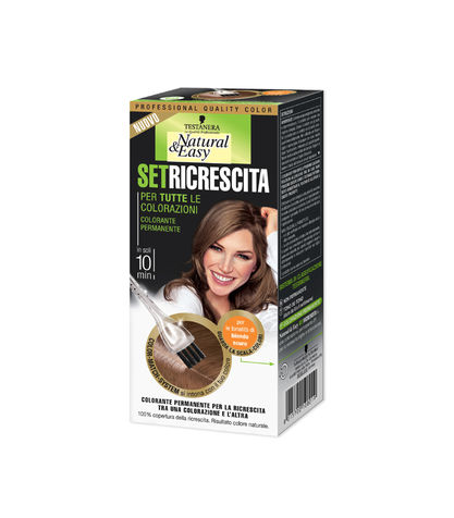 <p><b>Per gestire la ricrescita</b></p><p>esistono diverse soluzioni fai da te come i <b>mascara specifici </b>che colorano temporaneamente i capelli bianchi. Oppure puoi optare per dei set specifici per la ricrescita da applicare soltanto sulle radici, preservando il colore sulla lunghezza del capelli, che si adattano a tutti i tipi di colorazioni. <br>Da provare: <b><i>Natural Easy</i>,</b> Set ricrescita di <b>Testanera </b>in 6 tonalità che si armonizzano a tutte le tinte, comprese quelle fatte dal parrucchiere.</p>