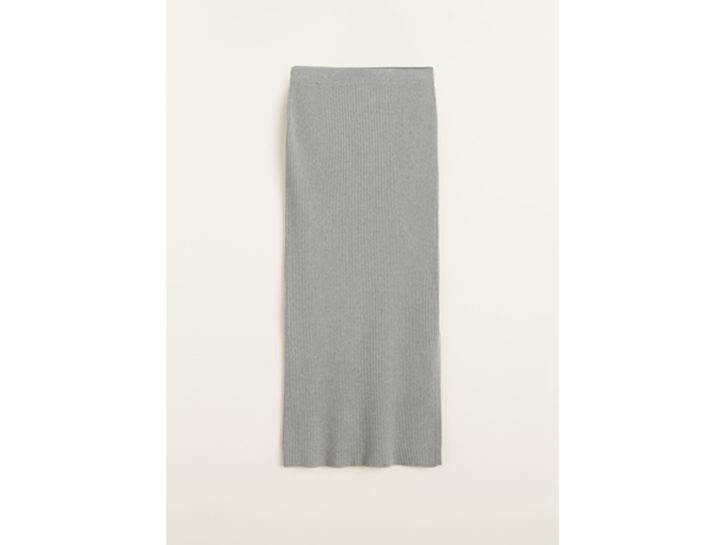 <p>Gonna grigia a costine con spacco laterale (MANGO)</p>