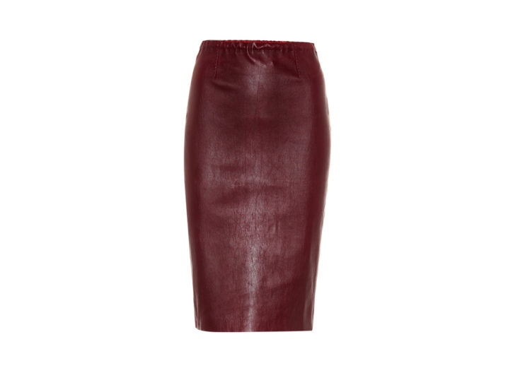 <p>Gonna midi in pelle bordeaux (STOULS)</p>