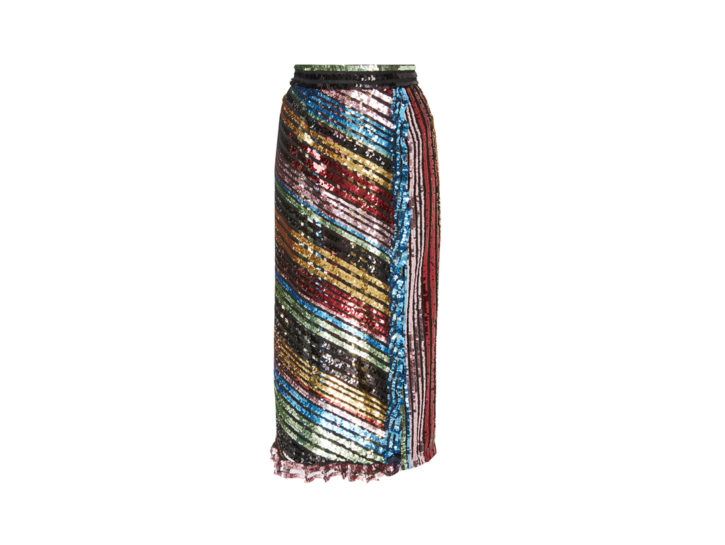 <p>Pencil skirt arcobaleno tempestata di applicazioni preziose (ALCOOLIQUE)</p>