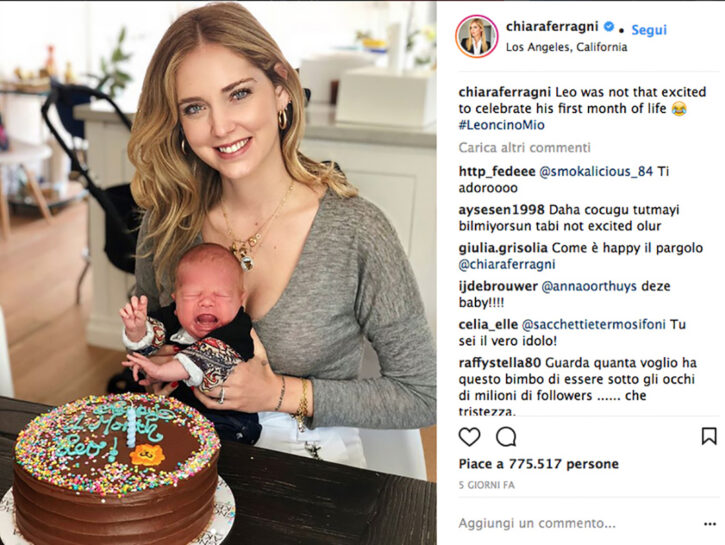 <p>Il figlio della influencer Chiara Ferragni e del rapper Fedez è nato il 19 marzo a Miami. Dalla sala parto alla prima tutina firmata, tutto viene celebrato sul profilo Instagram della mamma (@chiaraferragni)</p>