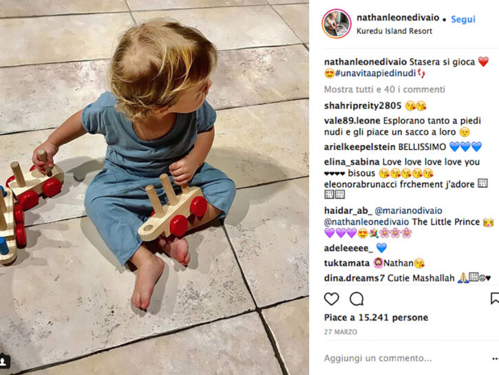 <p>Al mare, al parco, sull’altalena: Nathan Leone, 18 mesi, è il figlio del fashion blogger Mariano Di Vaio. Come il papà, fa il pieno di like: ha 225.000 seguaci sul profilo Instagram @nathanleonedivaio, gestito da mamma Eleonora Brunacci</p>