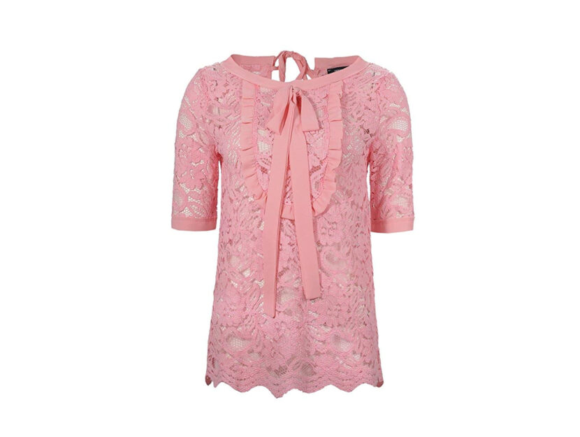 <p>Camicia rosa in pizzo con fiocco (DENNY ROSE)</p>