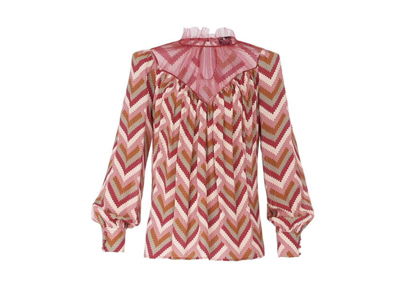 <p>Camicia in georgette con stampa mosaico (ELISABETTA FRANCHI)</p>