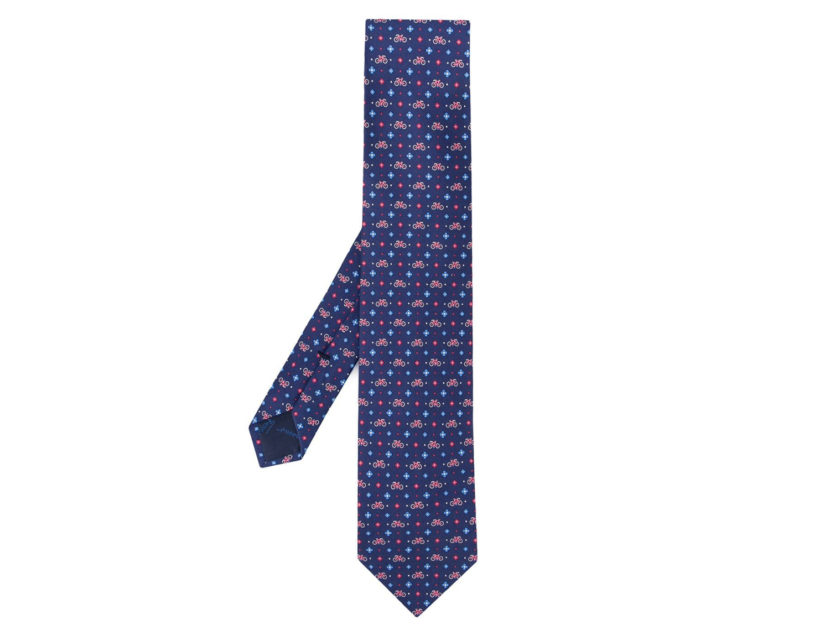 <p>Cravatta a sfondo blu con motivo colorato (SALVATORE FERRAGAMO)</p>