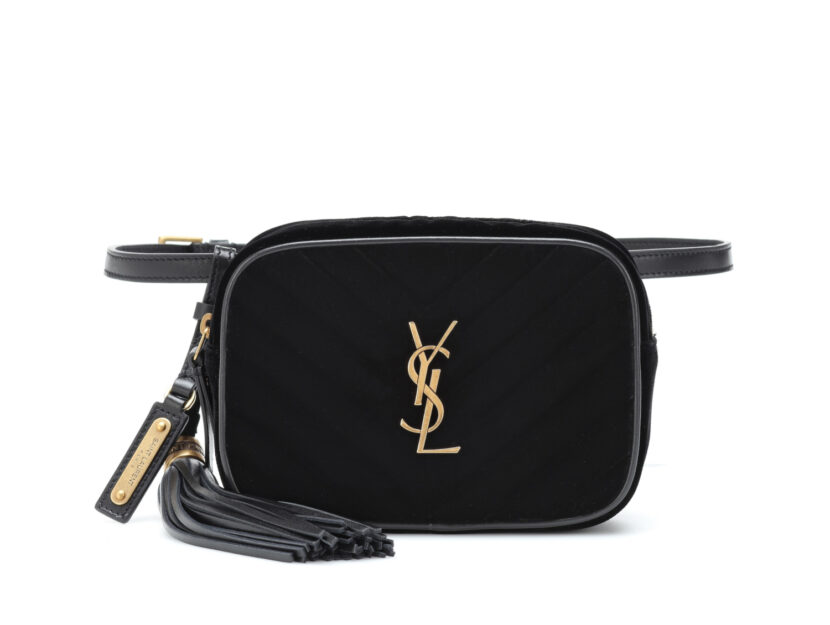 <p>Marsupio in velluto nero con logo (YVES SAINT LAURENT)</p>
