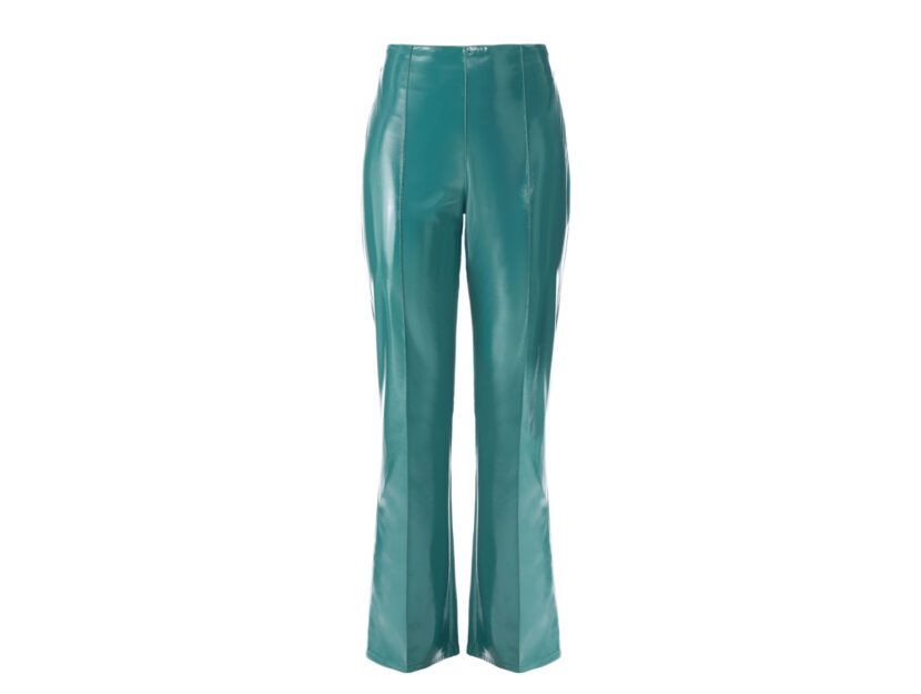 <p>Pantaloni in vinile dal fondo ampio ottanio (ELISABETTA FRANCHI)</p>
