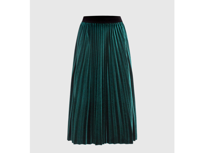 <p>Gonna a pieghe verde smeraldo a vita alta (MARELLA)</p>