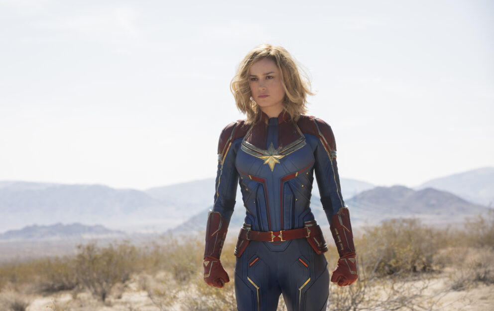 <p>Brie Larson veste il costume di Captain Marvel, la supereroina protagonista di uno dei film più attesi del 2019</p>
