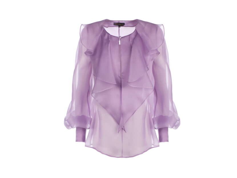 <p>Blusa in chiffon con macchine ampie e volant (LUISA SPAGNOLI)</p>