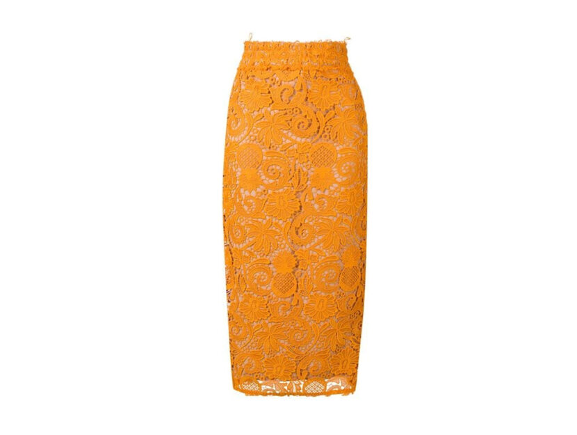 <p>Pencil skirt in pizzo intinta nel giallo (N21)</p>