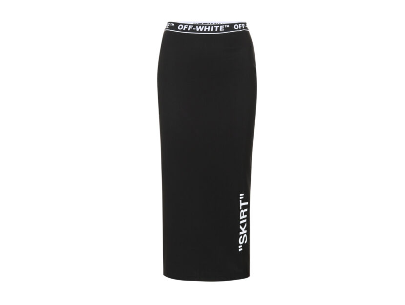 <p>Gonna a matita total black con stampa lettering (OFF-WHITE)</p>
