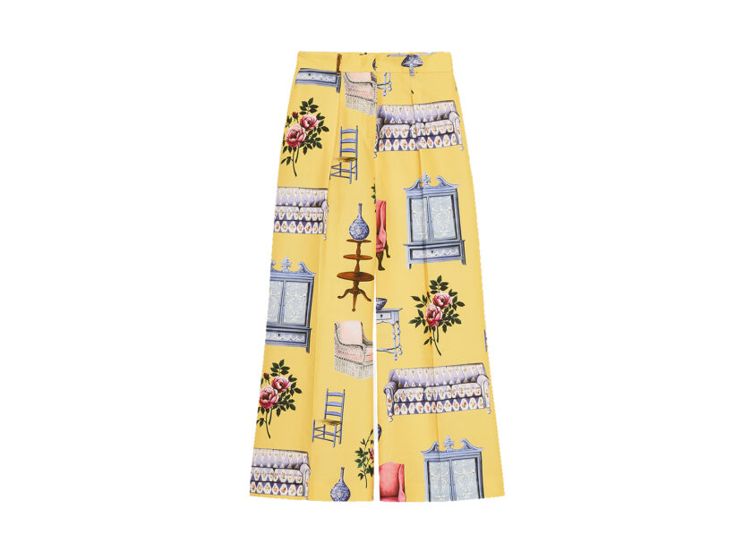 <p>Crop pants gialli con maxi stampa (WEEKEND MAX MARA)</p>
