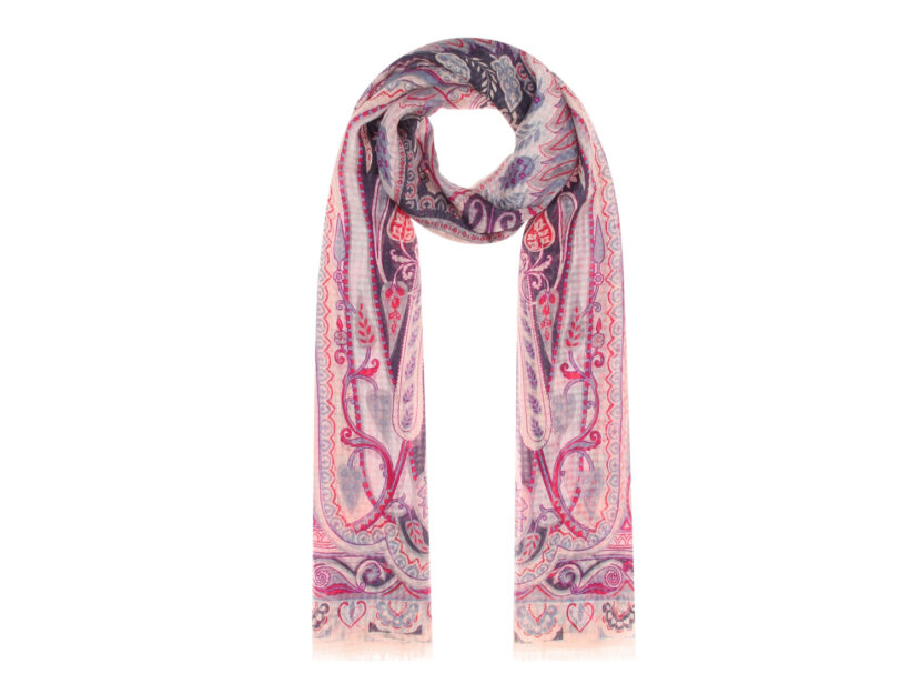 <p>Foulard sul rosa e viola con stampa etnica (ETRO)</p>