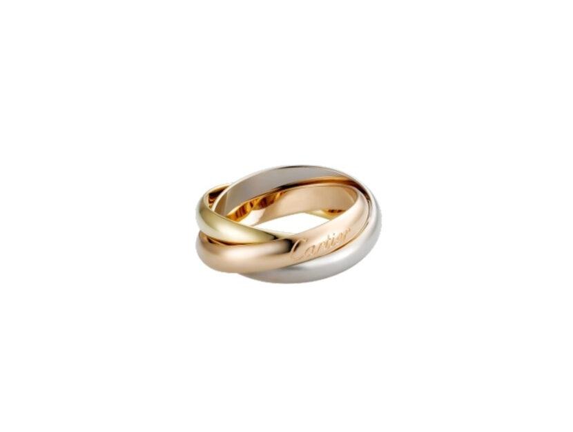 <p>Fede intrecciata in oro bianco, giallo e rosa (CARTIER)</p>