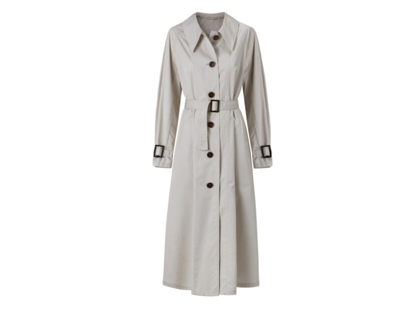 <p>Trench lungo tortora con maxi fibbie (MANGO)</p>
