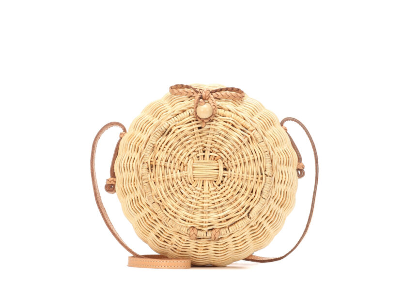 <p>Tracolla rotonda in vimini con inserti in pelle (ULLA JOHNSON)</p>