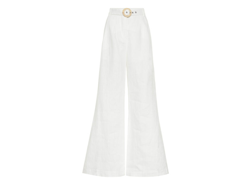 <p>Pantaloni palazzo a vita alta bianchi con cintura (ZIMMERMANN)</p>