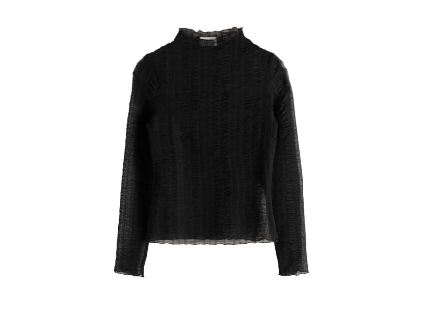 <p>Blusa arricciata a collo alto total black (& OTHER STORIES)</p>