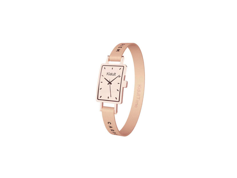 <p><span>Bracciale in acciaio con cassa, le cui lancette simulano un orologio</span> (KIDULT)</p>