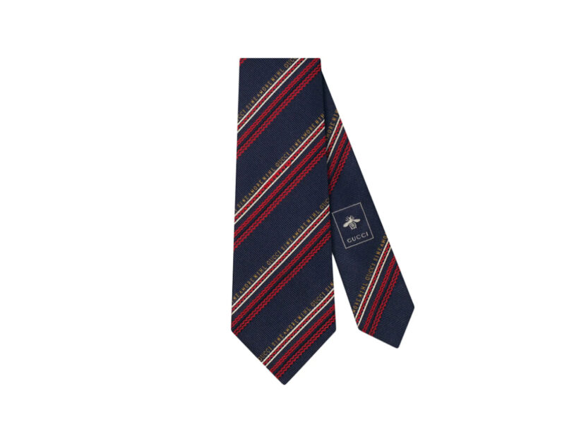 <p>Cravatta a fantasia righe sul blu (GUCCI)</p>