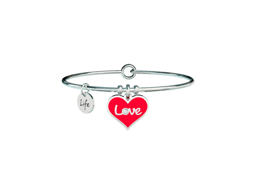 <p>Bracciale con charm a forma di cuore e scritta "love" (KIDULT)</p>