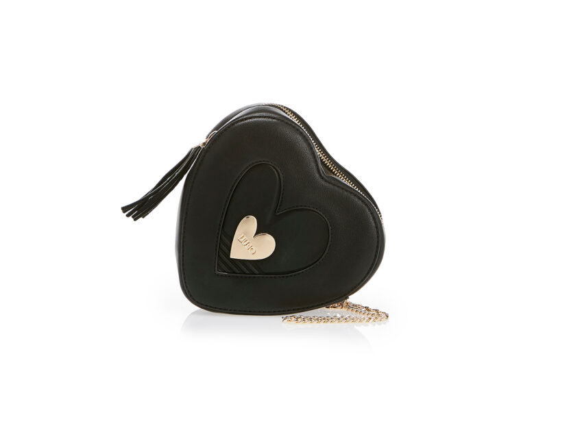 <p>Portamonete con catena a forma di cuore total black (LIU JO)</p>
