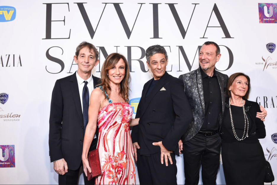 <p>Aldo Vitali, direttore di Tv Sorrisi e Canzoni, Silvia Grilli, direttrice di Grazia, Fiorello, Amadeus, Rosanna Mani, responsabile relazioni area spettacolo di Tv Sorrisi e Canzoni. </p>